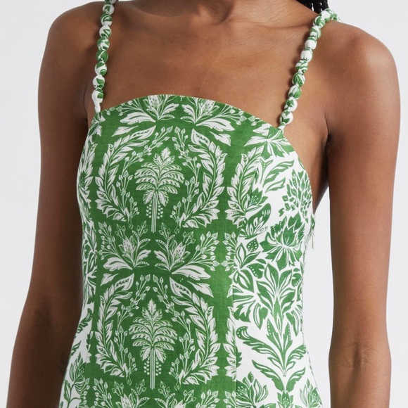 FARM Rio Delicate Tapestry Midi Dress - Midi Green & White Dress - Picture 3 of 5